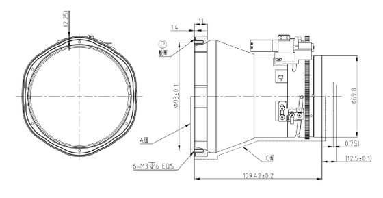 150mm F1.2 1280×1024@12μm LWIR Fixed-Focus Lens với Germanium-to-Chalcogenide Upgrade cho hình ảnh nhiệt