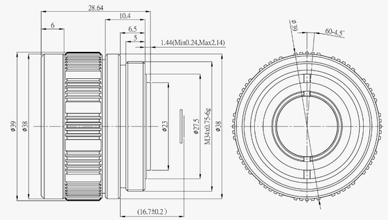 Ống kính zoom cơ giới FWD-19-02 19mm F1.0 LWIR với bước sóng 8-12 μm và nhiệt độ hoạt động -40°C đến +80°C cho cảm biến 384×288@12μm