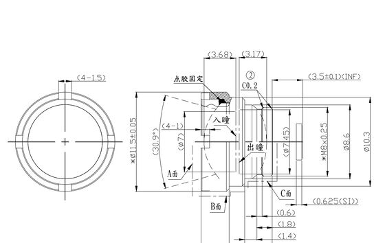 Ống kính zoom cơ giới FWD-7 7mm F1.0 256×192@12μm LWIR với bước sóng 8-12 μm để chụp ảnh nhiệt