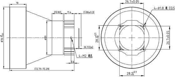 Ống kính zoom cơ giới FWD-75 75mm F1.2 1280×1024@12μm LWIR với bước sóng 8-12 μm để chụp ảnh nhiệt